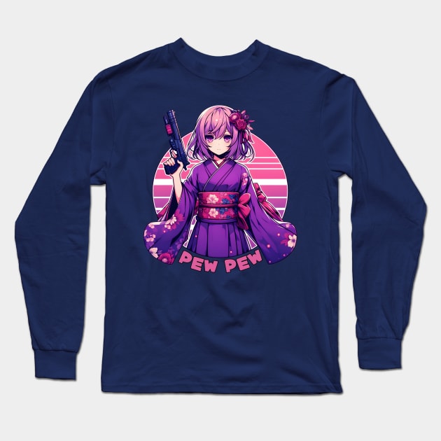 Shooting Anime girl Long Sleeve T-Shirt by Japanese Fever